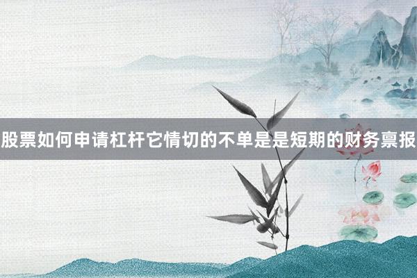 股票如何申请杠杆它情切的不单是是短期的财务禀报