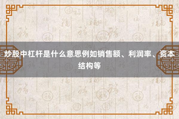 炒股中杠杆是什么意思例如销售额、利润率、资本结构等