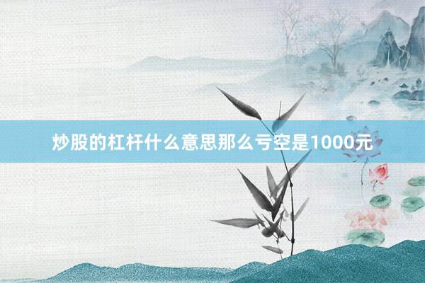 炒股的杠杆什么意思那么亏空是1000元