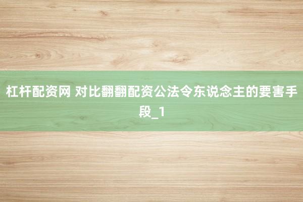 杠杆配资网 对比翻翻配资公法令东说念主的要害手段_1