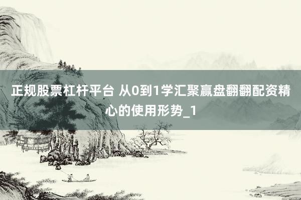 正规股票杠杆平台 从0到1学汇聚赢盘翻翻配资精心的使用形势_1